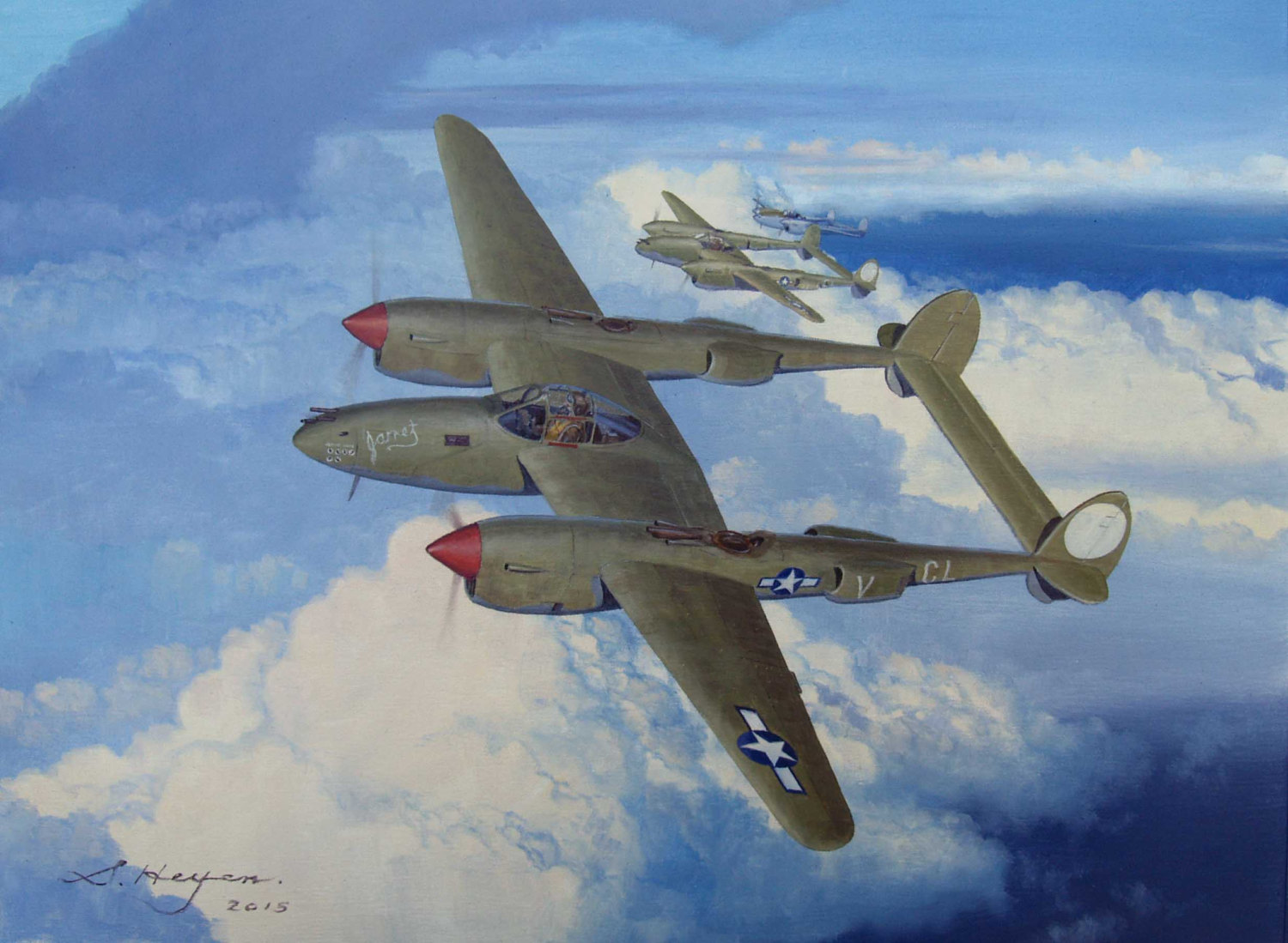 P-38 aviation art