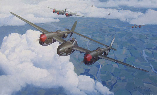 P-38 aviation art